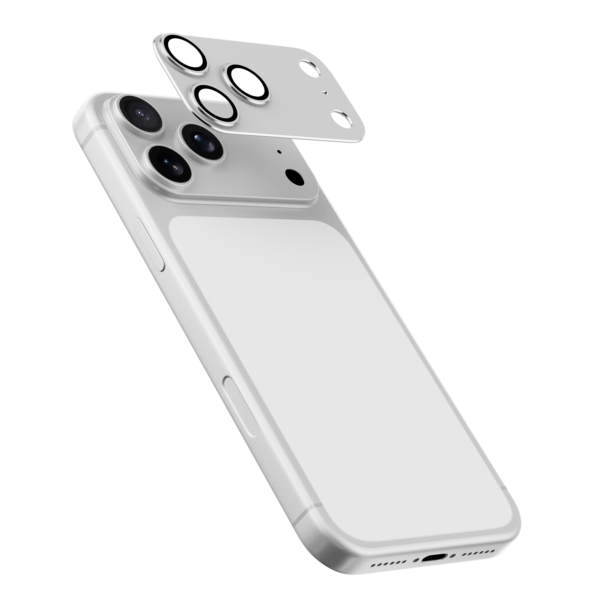 Matel tempered glass camera lens alloy iPhone 17 Pro Max camera lens aluminum protection (White)